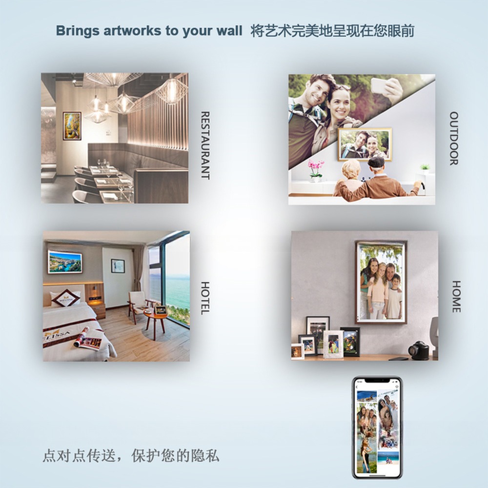 UHD 55" inch Wood digital photo frame LCD LED Advertising signage display WIFI Android monitor with wooden frame