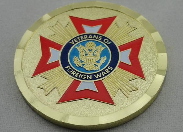 Quality Zinc Alloy Gold Plating Veterans of Foreign Wars Personalized Coins with Soft Enamel, for Commemorative for sale