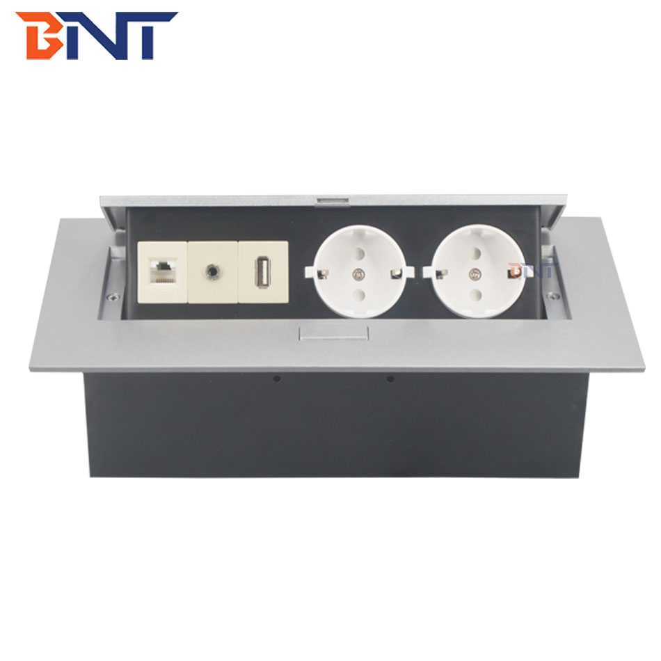 built in table design with EU standard power plug desk pop up power socket outlet