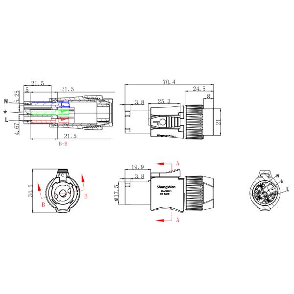 Waterproof Powercon Plug Connector