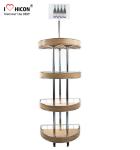 Custom Supermarket Movable Wooden Pos Wine Display Rack 4-Layer With Signage