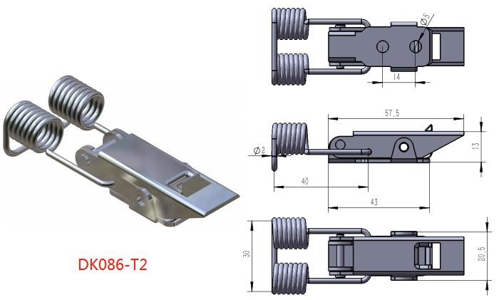 Self-Locking Double Sided Spring Loaded Toggle Latch SS Safety Buckle