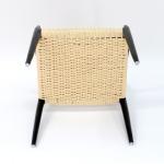 Modern Dining Chair Hand-woven Cord Nitrolacquer Finish Solid Wood with Armrest