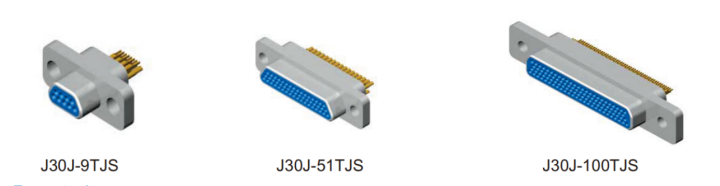 Technical drawing of rectangular micro-D connector