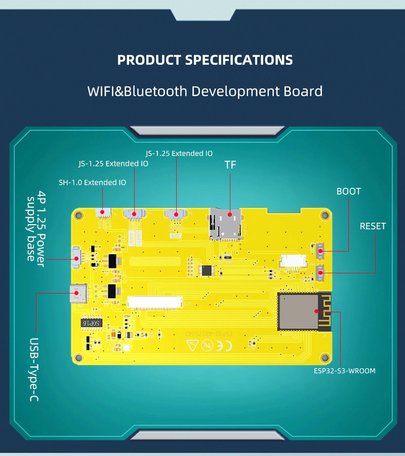 480X272 ESP32 Display Module 4.3 Inch Resistive Touch Screen Panel 4.75V - 5.25V