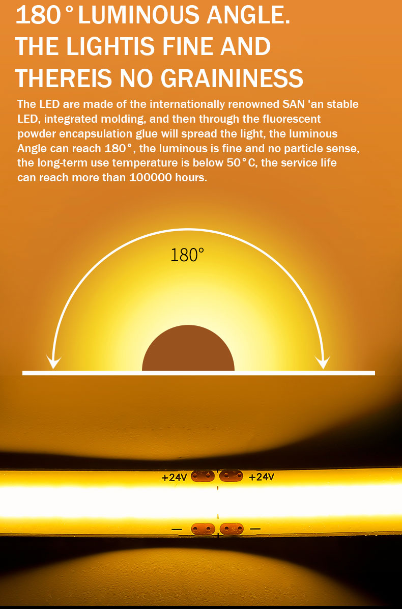 SL- COB-03208DB 8mm PCB Width 180 Degree Viewing Angle Blue LED Light Strip