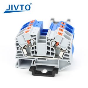China PT16 Din Rail Push-In Terminal Block, 16mm² Electrical Feed-Through Cable Plug Screwless Terminal Strip Wire Connector on sale