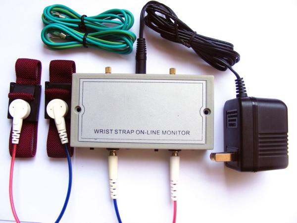 Quality 110V / 220V  ESD Wrist Strap On Line Monitor Dual Straps Supported Power Adaptor Included for sale