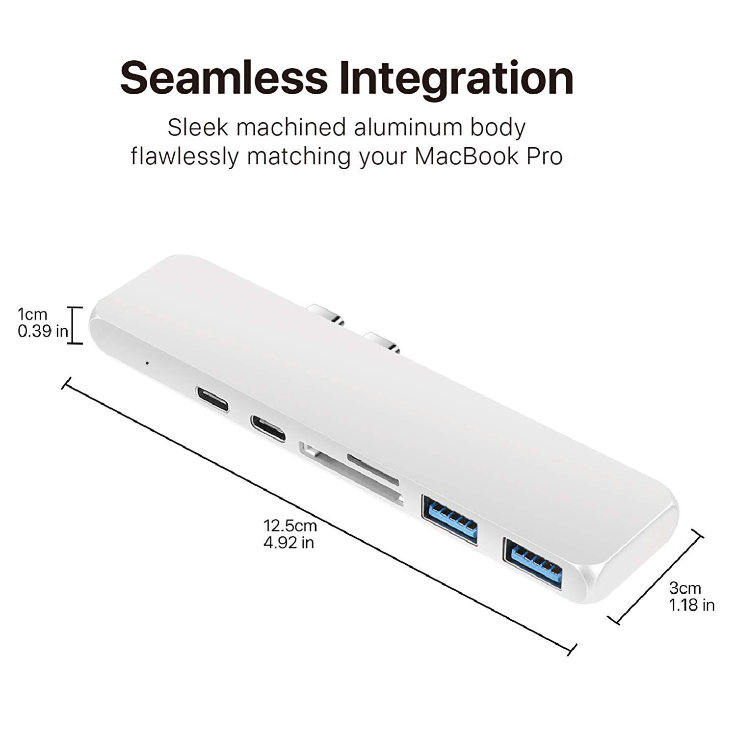 7-in-1 USB C Hub for 2016/2017/2018 MacBook Pro 13” and 15”,USB C Adapter with 40Gbs Thunderbolt 3,4k @30Hz
