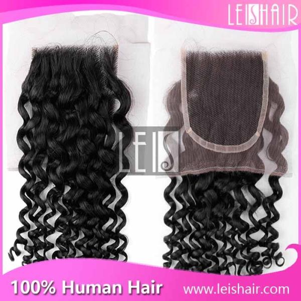 Quality wholesale high quality virgin hair curly wave lace closure for sale