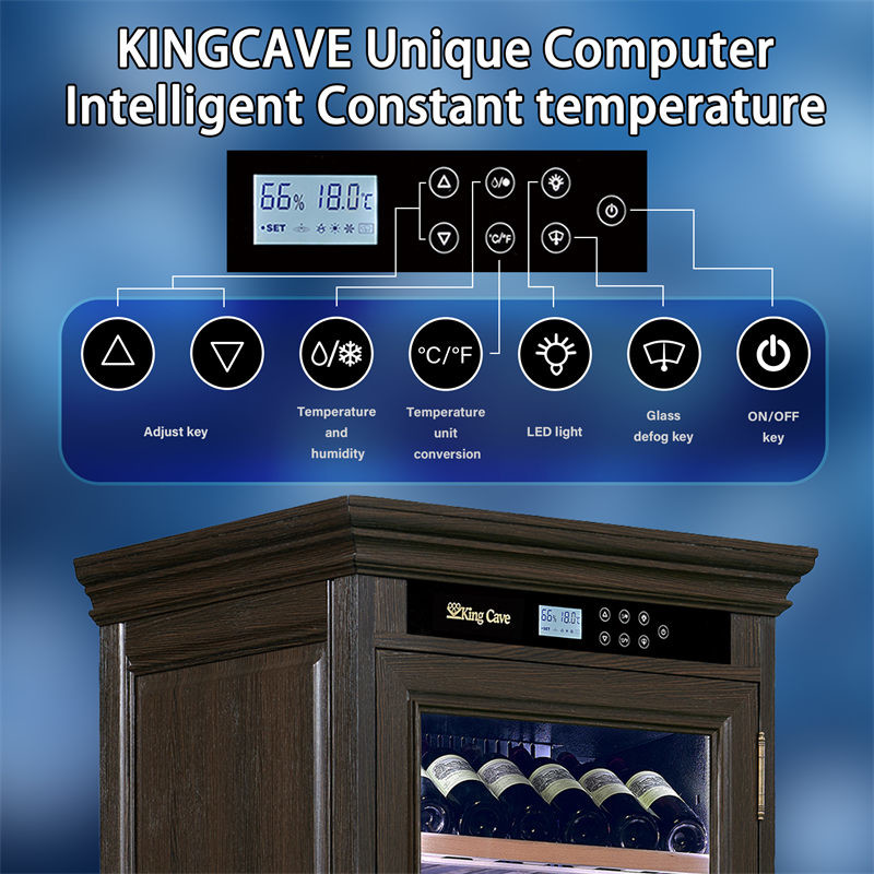 Custom Wine Cooler Furniture Single Zone Brown Wood Drinks Cabinet