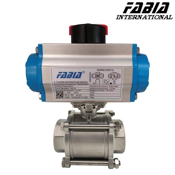 Quality Three-Piece Pneumatic Ball Valve For Automatic Operation for sale