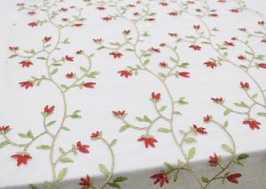 Multi Colored Floral Embroidered Lace Fabrics , Embroidery Mesh Fabric For Party