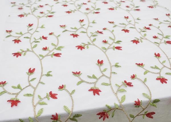 Quality Multi Colored Floral Embroidered Lace Fabrics , Embroidery Mesh Fabric For Party for sale