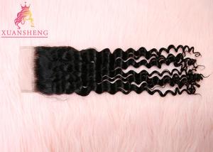 China 10A 4x4 Lace Closure , Virgin Brazilian 4x4 Malaysian Curly Hair Transparents Lace Closure on sale