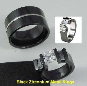 China Tagor Jewelry Made Customize Shiny Brushed Wedding Engagement Black Zirconium Rings on sale