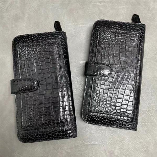 Quality Authentic Exotic Crocodile Belly Skin Men's Large Card Wallet Genuine Alligator Leather Clutch Purse Male Phone Holders for sale