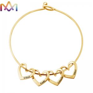 China 65MM Womens Engraved Bracelets With Heart Pendant on sale
