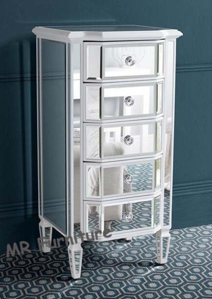 Quality 5 Drawers High Mirrored Night Stands Silver / Different Color Optional for sale