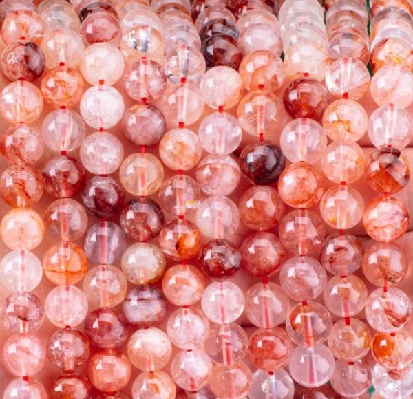 Quality Healing Energy Red Fire Quartz Round Semi Precious Gemstone Beads for sale