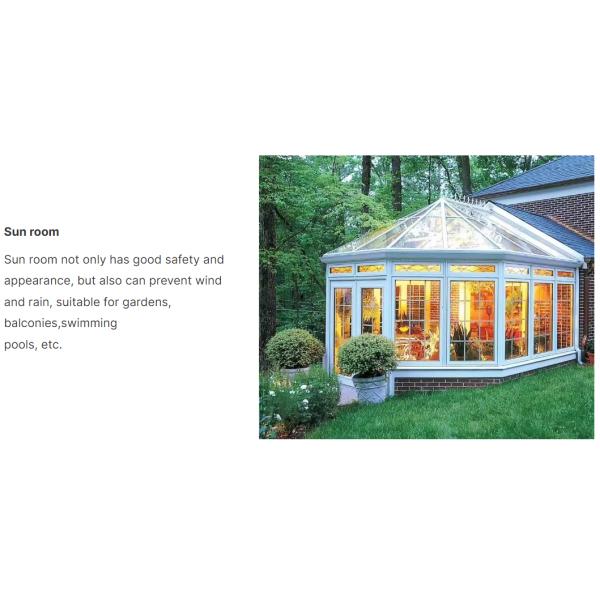 Smooth Finished Customized Size Double Triple Tempered Glazed Solarium Glass Sunrooms