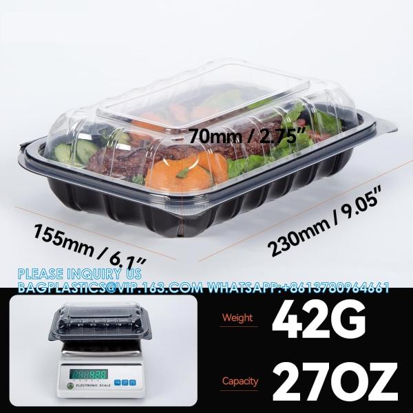 Clamshell Take Out Containers, Anti-Fog Shrink Wrap 55 Pack 6 X 6 Inch 15 Oz Meal Prep Container Microwave Free