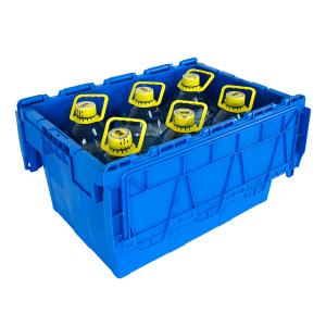 Transport Attached Lid Tote Container with Plastic Moving Crate in Customized Color