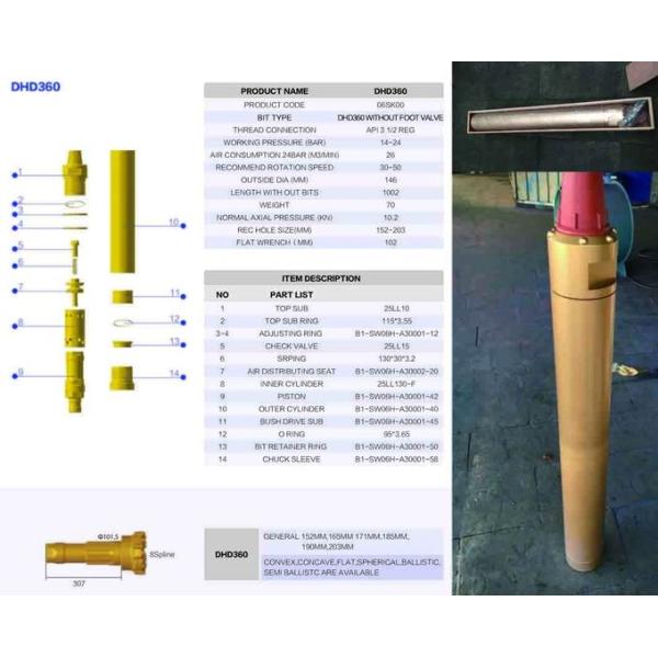 Yellow 6 Inch High Pressure DTH Drill Bits For Mining / Well Drilling