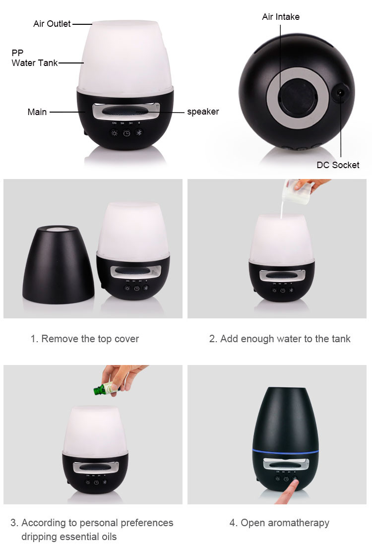 120ml Black Ultrasonic Bluetooth Aroma Diffuser
