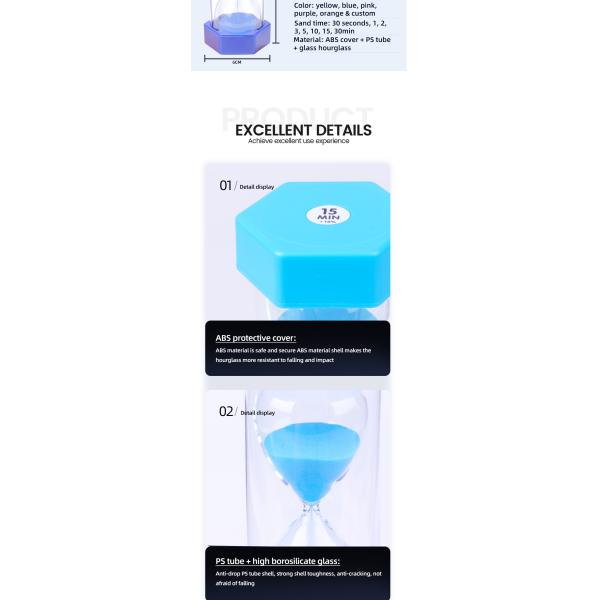 Kids Sand Timer Hourglass Plastic Hexagonal Hourglass Free Sample