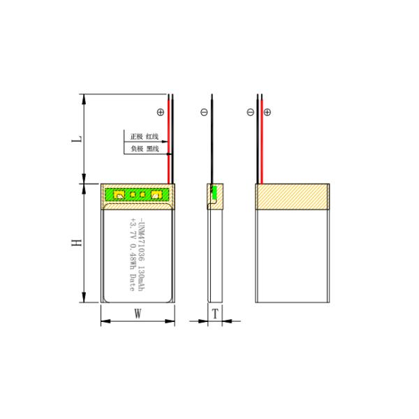 3.7V Rechargeable Lithium Polymer Battery , KC Certified 471036 130mAh Li Polymer Cell