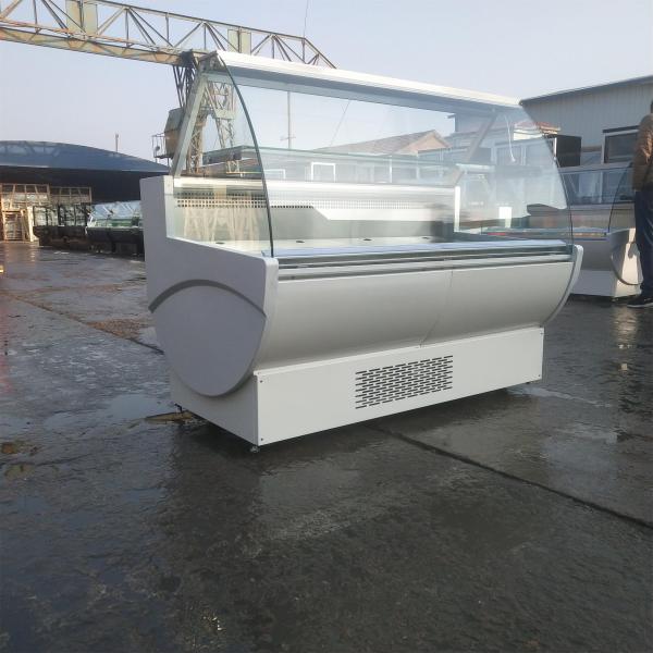 R404a Front Curved Glass Door Deli Display Fridge 1500mm Fan Cooling