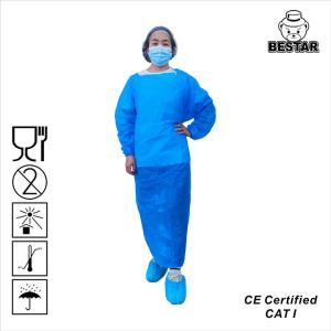 Buy cheap AAMI PB70 Level 1 CPE Disposable Isolation Gown with elastic cuffs For Surgical product