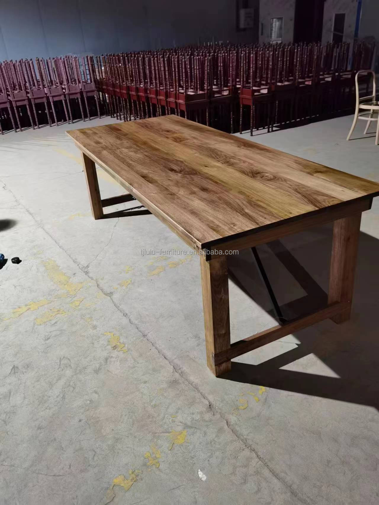 Banquet Hotel Home Wooden Folding Farm Table with Solid Pine Wood