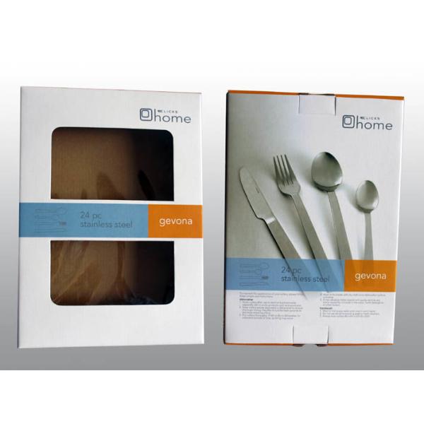 Wholesale customized corrugated packaging box flat packed packaging box with PVC window for tableware