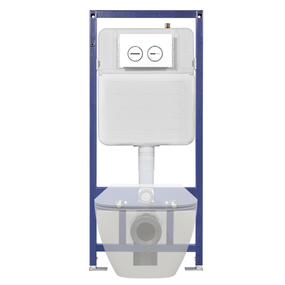 White Plastic Low Level Concealed Cistern With Water Supply Within Bottom Inlet