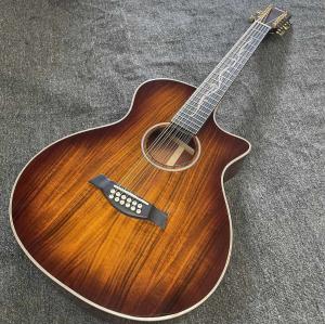 Custom 12 Strings KOA Wood Taylor Style Acoustic Guitar Glossing Finish Body Matt Neck Open Tuner