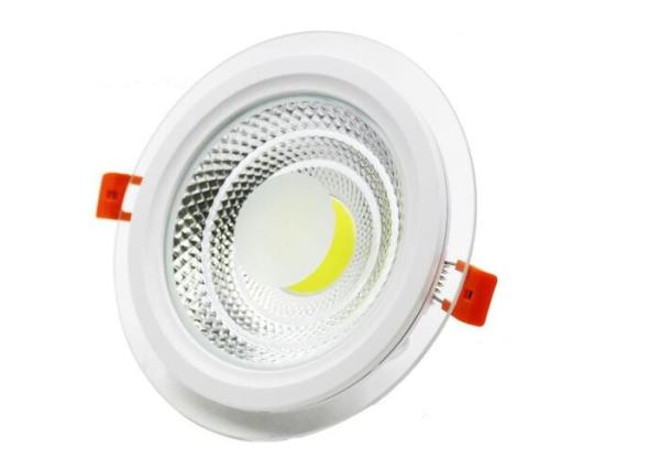 Quality 10W Cob Dimmable LED Panel Light , Recessed Glass Round LED Panel Downlight for sale