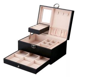 China Exquisite Necklace Bracelet Storage Box Sturdy Embossed PU Leather on sale
