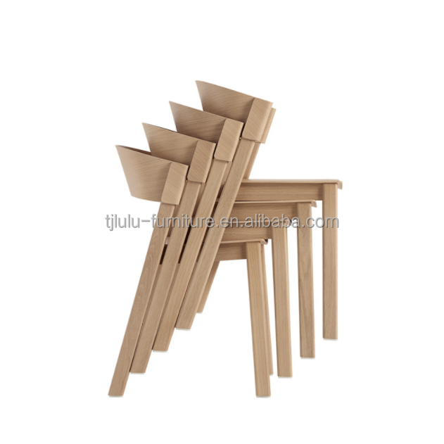 OEM Service Accepted Modern Nordic Dining Room Antique Curved Solid Wood Stackable Chair Fully Assembled with and OEM