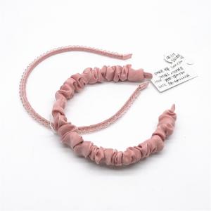 China Kids Satin Fabric Hair Band Pink Beads Pleated Crumpled Pink Color on sale