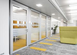 China Aluminium Frame Glass Partition Wall System soundproof With Electrical Lock on sale