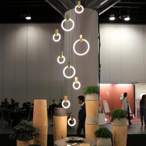 China Unusual Acrylic Contemporary pendant lights Circle Lampshade For indoor home Lighting on sale