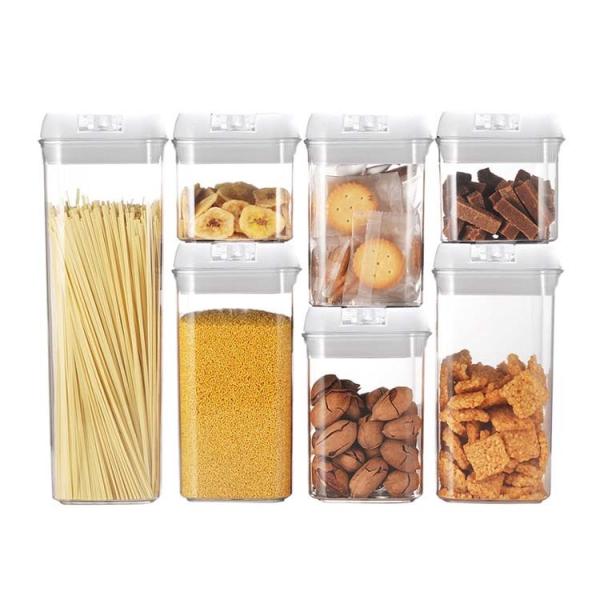 Quality 7Pcs Plastic Multiple Size Food Airtight Storage Containers With Lids for sale