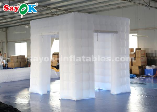 Quality Inflatable Party Tent Portable 3 Doors LED Inflatable Cube Photo Booth With 17 Colors Changing Lights for sale