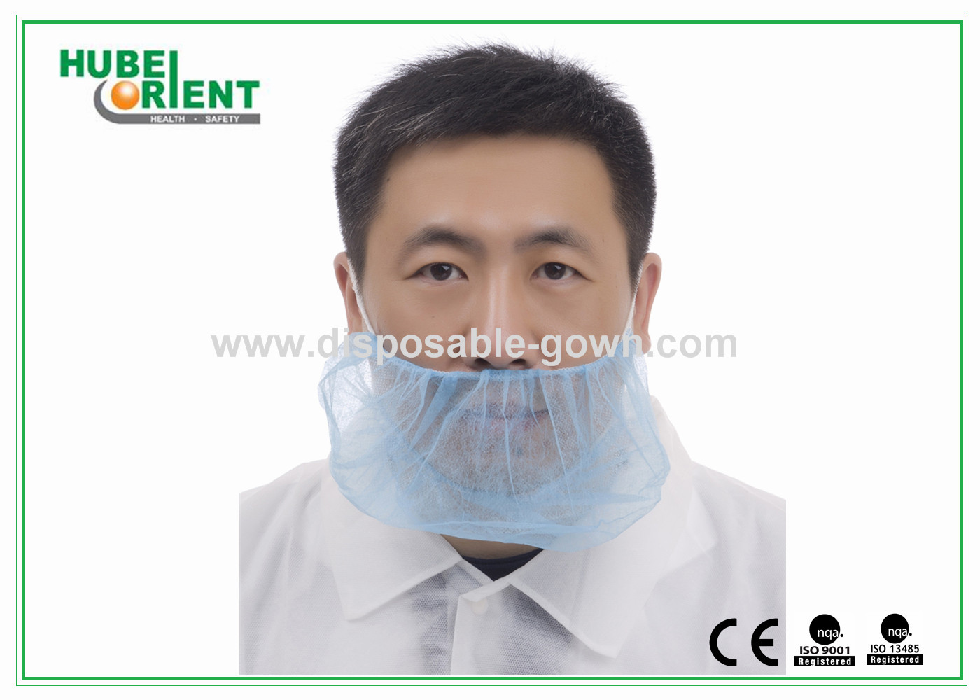 Disposable Blue And White Beard Net Cover /Mouth Guard With Single Elastic