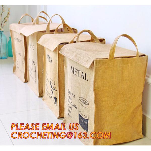 Lightweight collapsible jute fabric storage bin basket,Jute multifunctional moisture-proof debris storage basket desktop