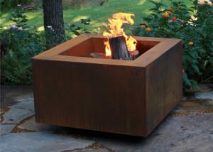 Buy cheap Wood Burning Square Metal Fire Pit , Square Garden Fire Pit Simple Design product