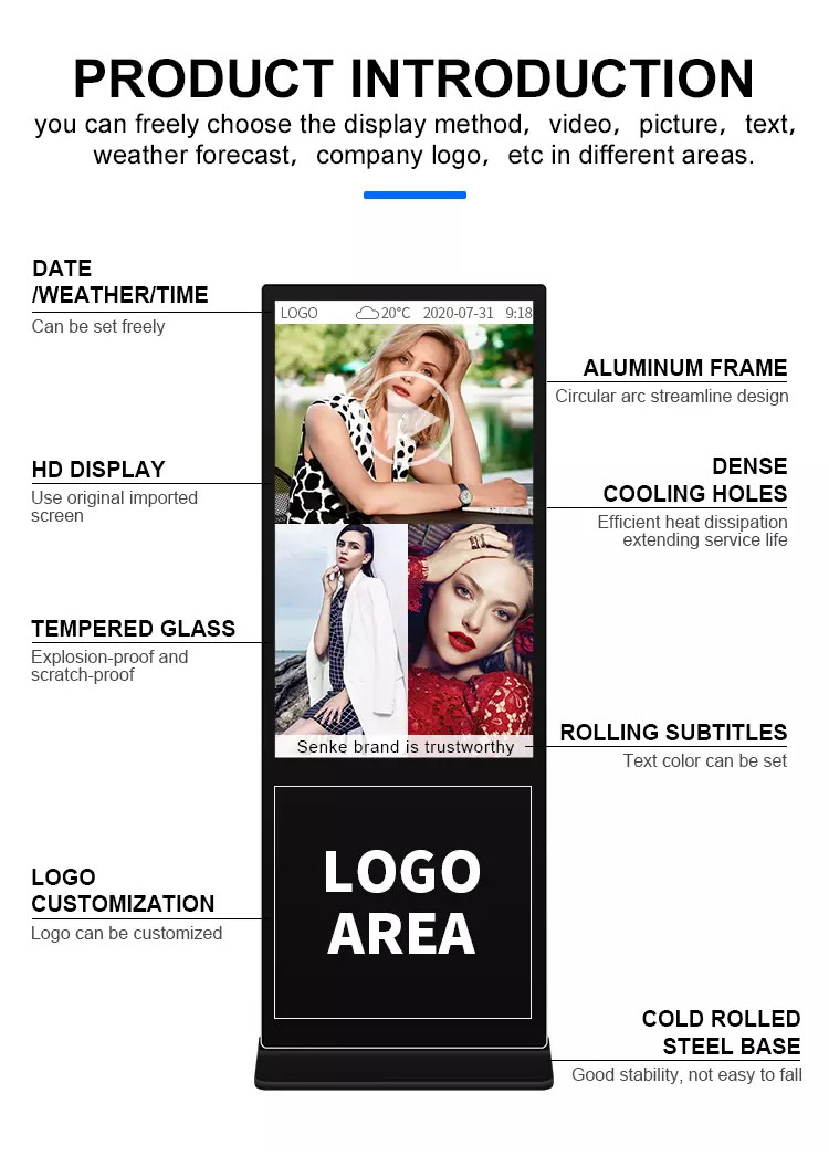 43 Inch Wifi Touch Screen Kiosk Advertising Display Player Digital Signage