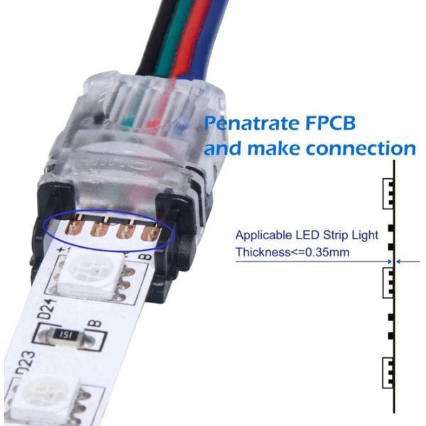 5v 12v 24v 4 Pin Led Strip Connector Solder Free For 8mm 10mm Rgb Strip Lights